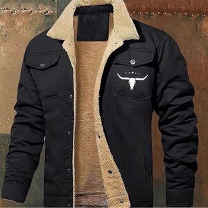 Men's Black Sherpa-Lined Jacket